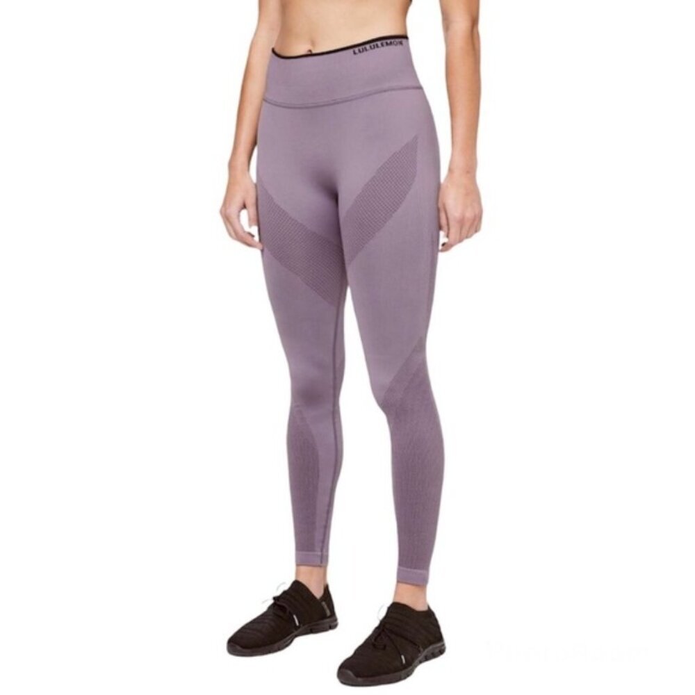 Lululemon Iconic Sweat Tight Mesh High Waist Rise Seamless Stretch Logo Pants 8